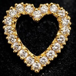 14k Solid Yellow Gold Simulated Diamond Diamonique Heart Cz pendant vintage QVC